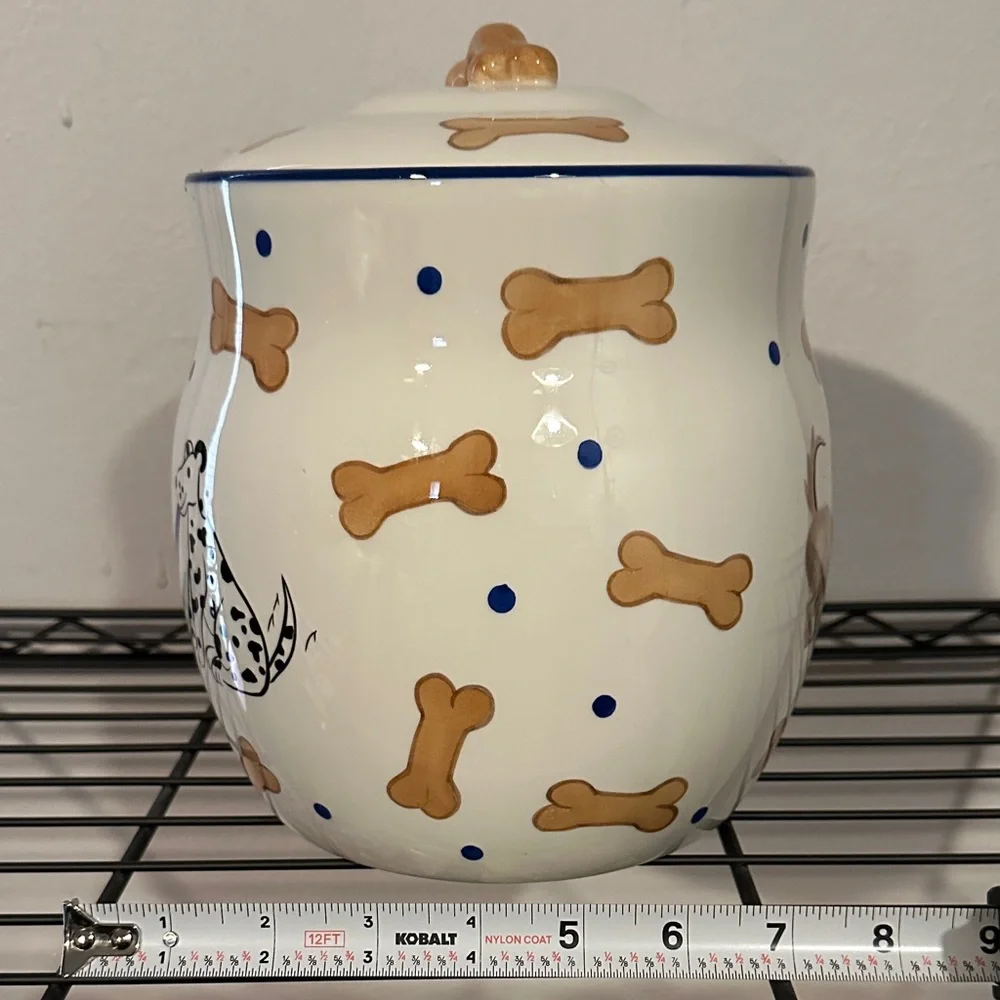 Ceramic Painted Dog Treat Jar with Playful Design
